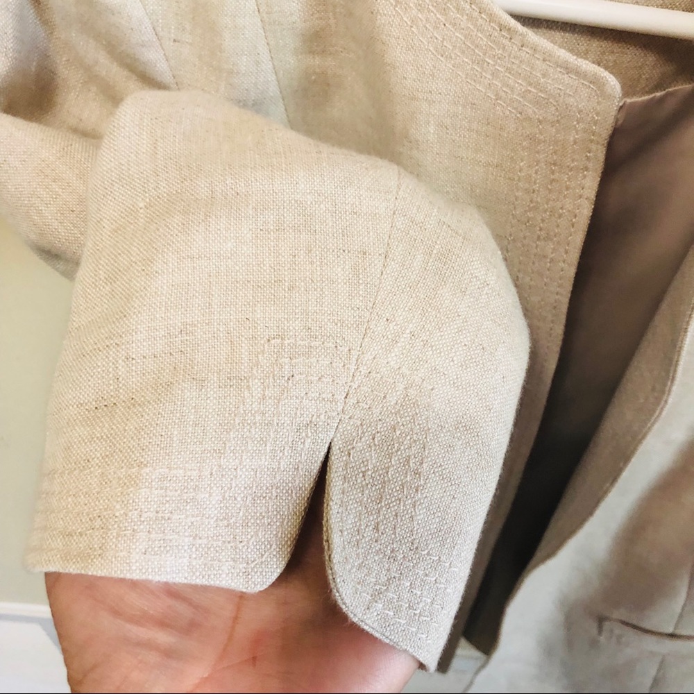 Talbots 100% Linen Open Jacket Blazer Size 4p - image 6